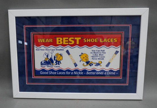 Wear "Best" Shoe Lace Paper Advertising Framed