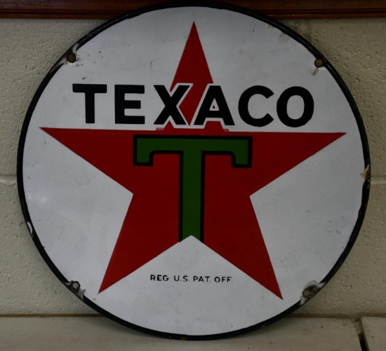 Texaco (black-T) Stat Logo Porcelain Lubster Sign