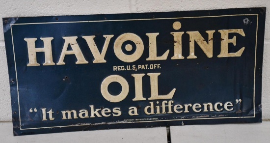 Havoline Oil "It makes a difference" Metal Tacker Sign (TAC)