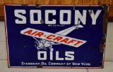 Socony Air-Craft Oils w/Monocoupe Logo Porcelain Sign (TAC)