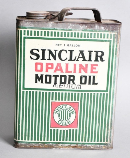 Sinclair Opaline Motor Oil One Gallon Flat Metal Can w/Stripes