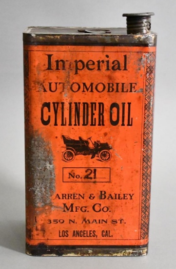 Imperial Automobile Cylinder Oil from Los Angeles One Gallon Rectangle Metal Can