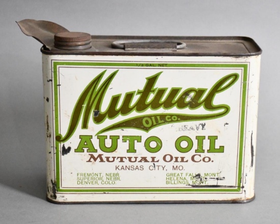 Mutual Auto Oil Half-Gallon Flat Metal Can