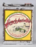 Marshall Oil French Auto Oil One Gallon Flat Metal Can w/Race Cars