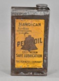 Pennzoil Motor Oil Handican One Quart Flat Metal Can