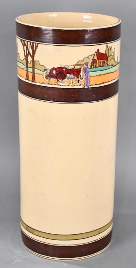 Roseville Pottery "Tourist" w/Red Car Umbrella Stand (TAC)