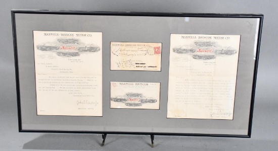 1910 Letterhead & Envelopes from the Maxell-Briscoe Motor Co. Framed