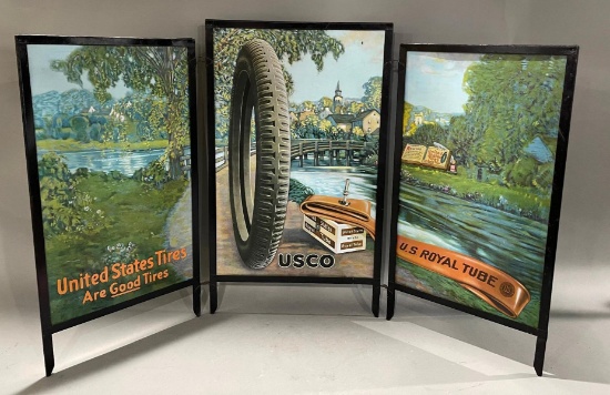 United States Tires Metal Tri-Fold Sign