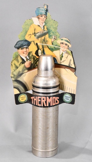 Thermos Cardboard Ad & Bottle