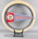 United States White Tire w/Felt Pennant w/Logo