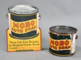 Mobo Auto Soap Cardboard Sign & Metal Can
