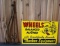 Manbee Equipment Wheels Balanced & Aligned w/Image Porcelain Sign (TAC)
