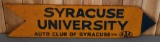 Syracuse University Auto Club of Syracuse AAA Wood Sign