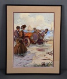1907 Print of Car Being Pulled Out of the Water