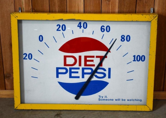 Large Diet Pepsi Metal Thermometer