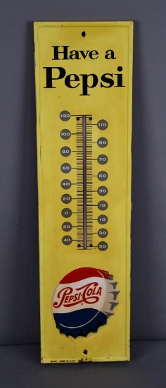 Have a Pepsi w/Bottle Cap Logo Metal Thermometer (TAC)