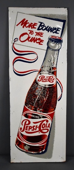Pepsi-Cola "More Bounce To The Ounce" w/Bottle Metal Sign (TAC)