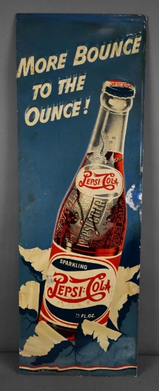 Pepsi:Cola "More Bounce To The Ounce!" w/Bottle Metal Sign (TAC)