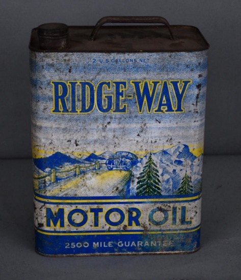 Ridge-Way Motor Oil w/Image Two-Gallon Metal Can