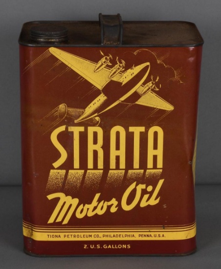 Strata Motor Oil w/Plane Logo Two Gallon Metal Can