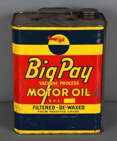 Big Pay Motor Oil w/Small Logo Two Gallon Metal Can