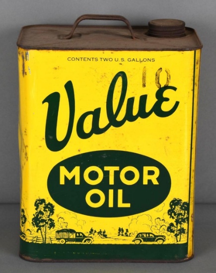 Value Motor Oil w/Vehicles Two-Gallon Metal Can
