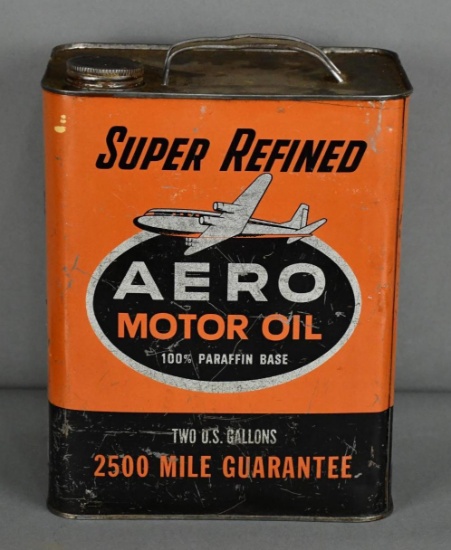 Super Refined Aero Motor Oil w/Plane Logo Two-Gallon Metal Can