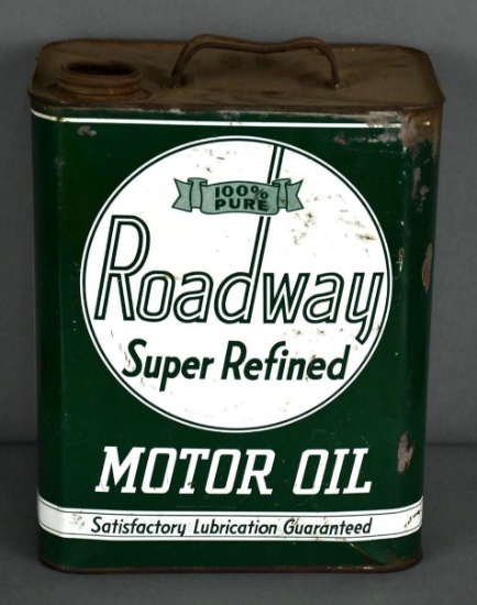Roadway Super Refined Motor Oil Two Gallon Metal Can