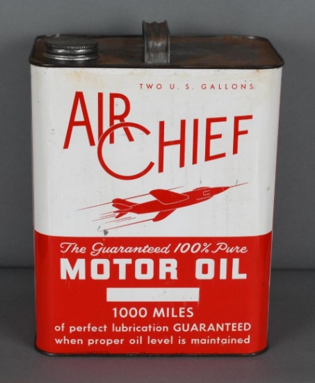 Air Chief Motor Oil w/Jet Image Two-Gallon Metal Can