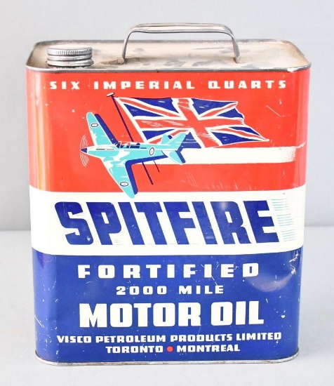 Spitfire Fortified 2000 Mile Motor Oil w/Logo Two-Gallon Metal Can