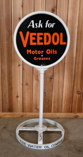Ask for Veedol Motor Oils Grease Porcelain Curb Sign with Stand (TAC)