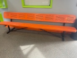 (2) orange steel benches with backs