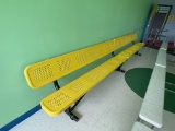 (2) yellow steel benches with backs