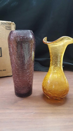 Crackled glass vases