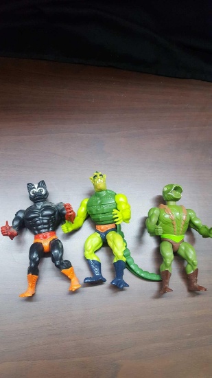3 vintage He-Man action figures