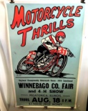 Motorcycle thrills Pecatonica ,Illinois Vintage county fair poster