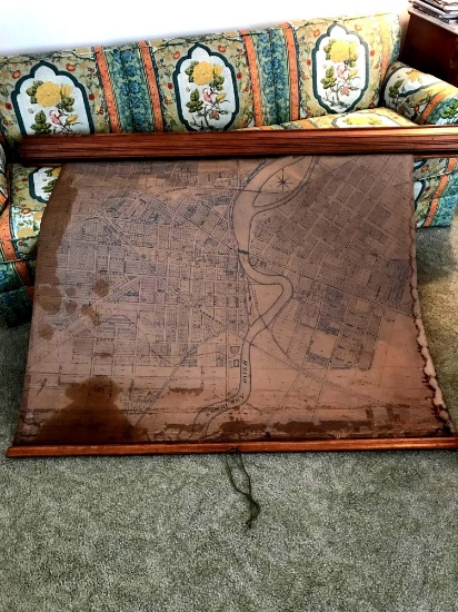 67 inch wide solid oak map holder map 1924 in l-1