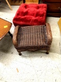 Wicker stool red velvet stool