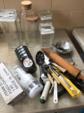 Kitchen utensils glass canisters with lids