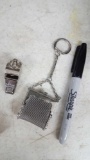 Whistle and metal change purse key ring