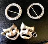 Three sterling silver pins