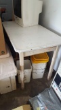 Metal top table with drawers