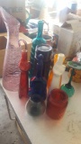 Decorative glass vases and bottles
