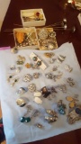 Vintage costume jewelry earrings and hat pins