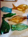Colored glass fish bottles