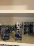 16 glasses willow pattern