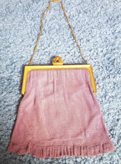 Vintage fine 1890's mesh pink bag