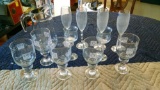 Crystal stemware and pitcher 12 pieces total