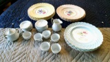 Miniature tea set and 12 decorative Aynsley plates