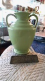 14 inch tall pottery vase with base